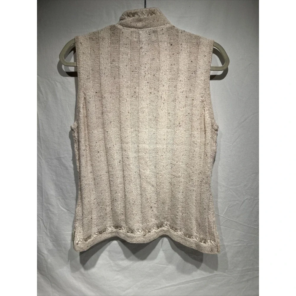 Woolrich Zip Front Sweater  Cardigan Vest Tan Heather Sz S Wool Blend Old‎ Money